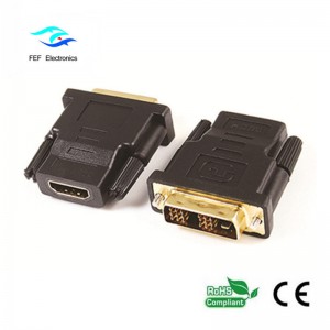 DVI (24 + 1) uros-HDMI-naarassovitin kullattu / niklattu Koodi: FEF-HD-003