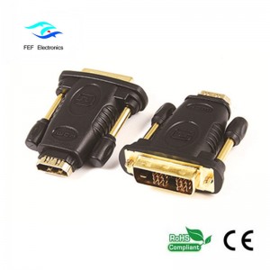 DVI (24 + 1) uros-HDMI-naarassovitin kulta / nikkeli Koodi: FEF-HD-005